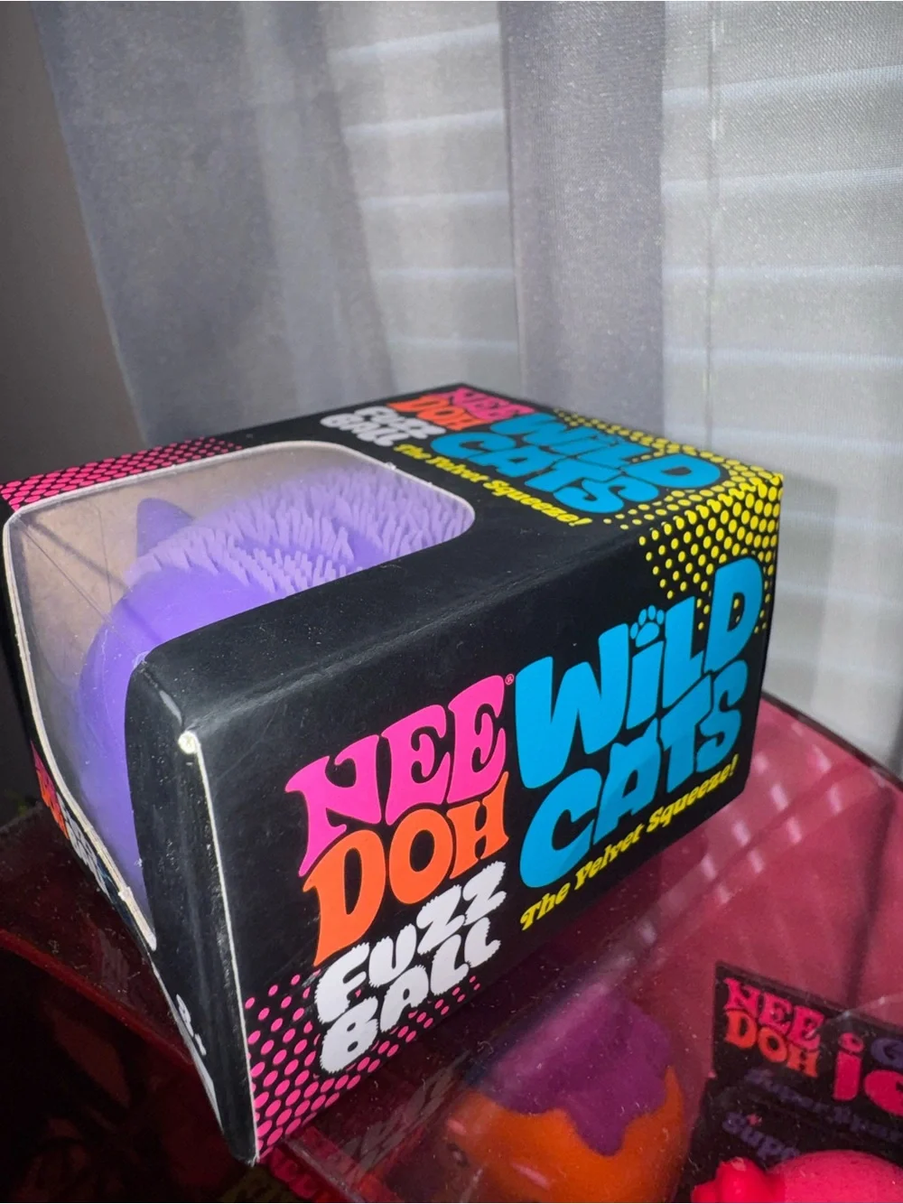 Nee Doh Fuzz Ball Wild Cats Purple Squishy Velvet Squeeze